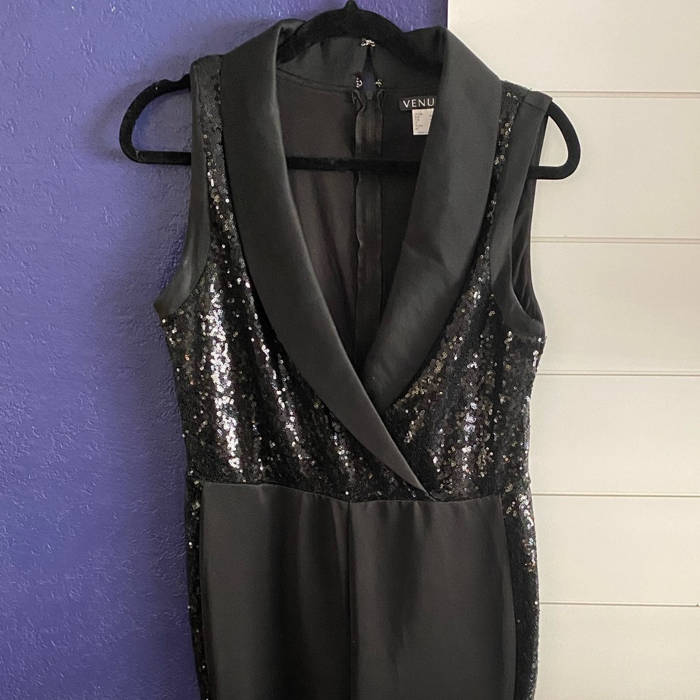 Tuxedo Style Sequin Romper